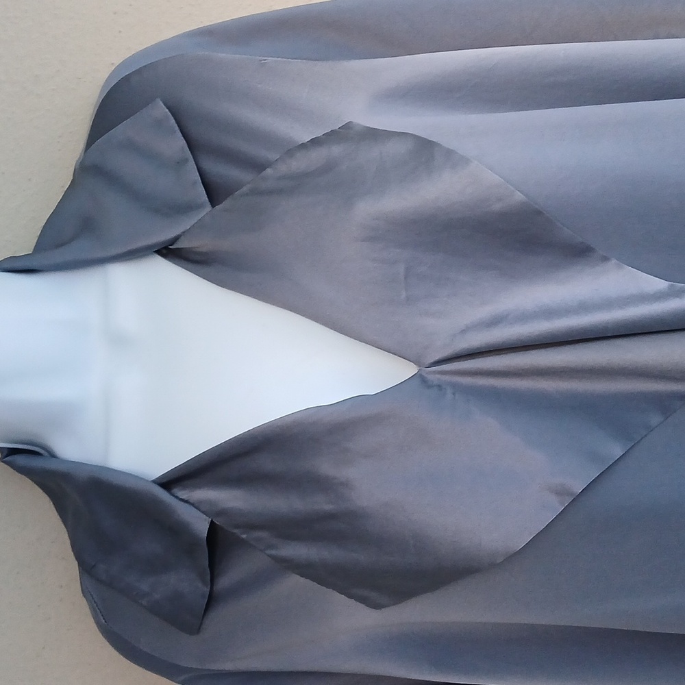 Planet by Lauren G Silk Cape Top One Size Blue Luxury Artsy - Picture 7 of 8